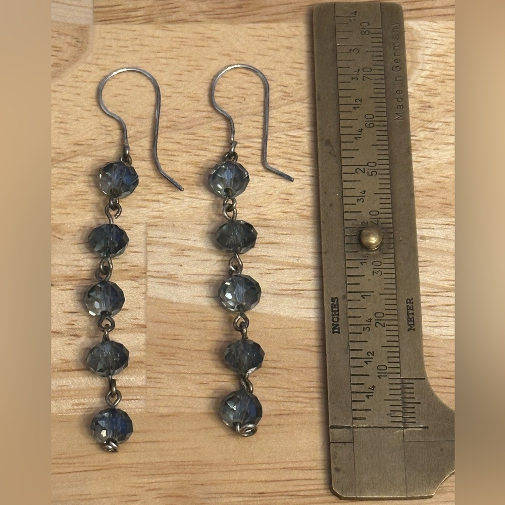 Dark Blue Czech beaded earrings